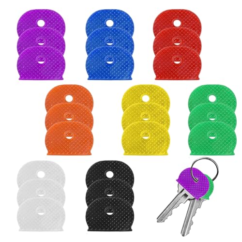 24PCS Key Covers Crack Strong Toughness Resistance Key Covers Caps Waterproof and Durable Small and Light Elasticated Key Caps for Standard Regular Thin Flat House Keys Easy to Identify.