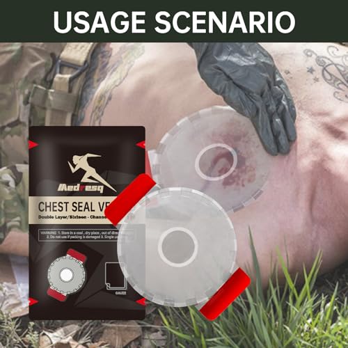 Image of 6.6 inchCircle Double -Layer Chest Seal,Emergency Trauma Dressing for Open Chest Injuries and Sucking Chest Wounds.First Aid Kit IFAK Supplies (2), White