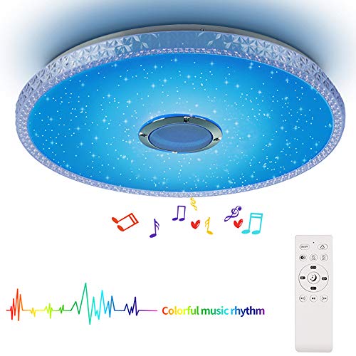 Preisvergleich Produktbild HOREVO 36W Bluetooth Deckenleuchten Farbwechsel Musik LED Deckenbeleuchtung Sternenhimmel Deckenlampe mit Lautsprecher und Fernbedienung Farbwechsel und Licht Dimmbar für Kinderzimmer