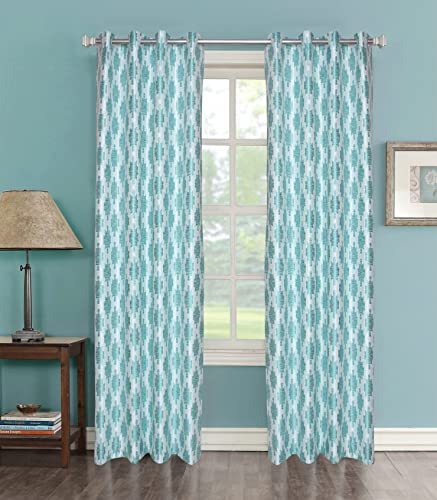 Image of Ultimate Digital Print Insulated Crystal Grommet Room Darkening Curtains /Drapes for Bedroom /Living Room Long Door - 10 feet - 2 Panels, Sky Blue