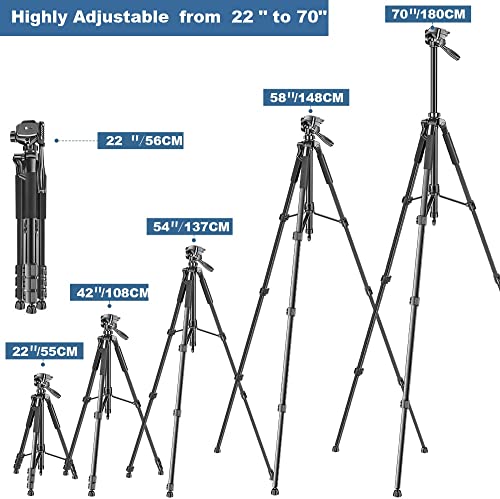 Adofys 70” Aluminium Camera Tripod with Travel Bag and Phone Holder |Operating Height: 70 inch | Maximum Load Capacity up to 8kg | Compatible with All Cameras, Cell Phones, Projector, Webcam 3 51sUb8LZygL