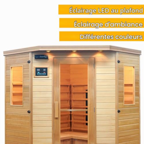 Cabine infrarouge Malmö en bois massif avec radiateurs en céramique - Cabine d’angle pour 4 personnes - ArtSauna – vue 3
