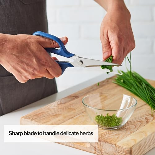 Image of Misen Heavy Duty Kitchen Shears - Stainless Steel, Versatile and Easy Clean Scissors for Meat, Herbs and Veggies - Ambidextrous Comfort Handle - Professional Grade - Blue
