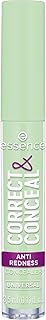 essence Correct & Conceal Correct & Conceal Corrector Anti-Enrojecimiento | Neutraliza el enrojecimiento con aloe vera calmante | Vegano y libre de crueldad (100 | Verde)