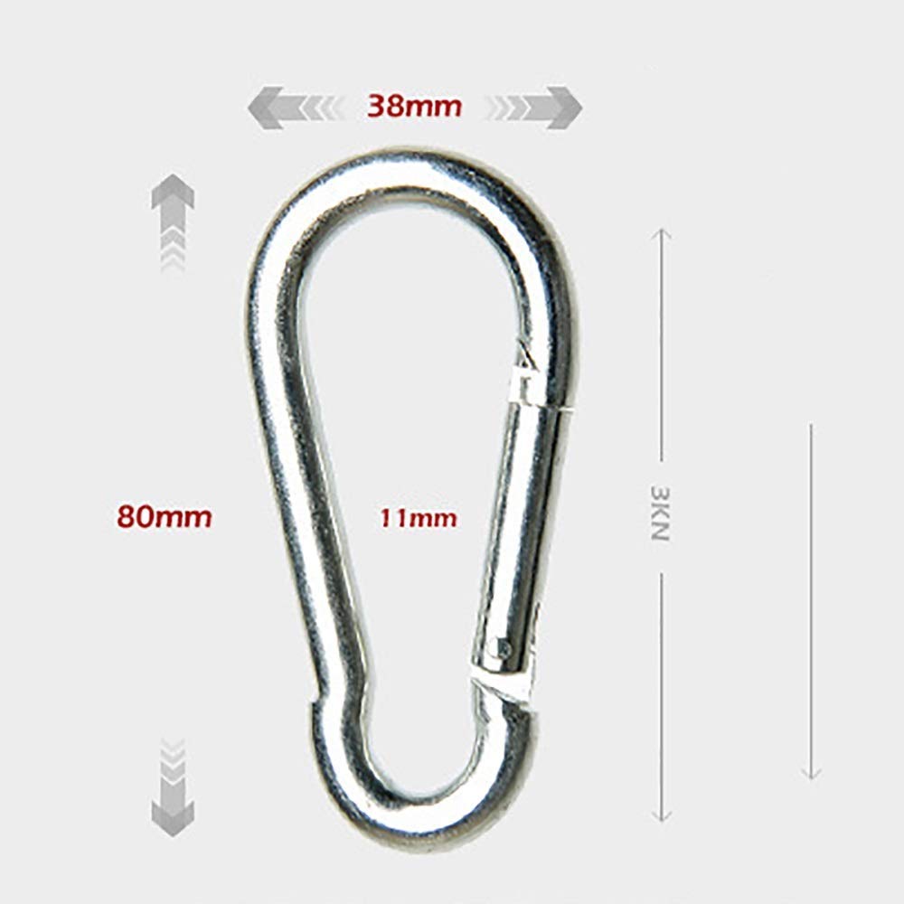 Mousqueton Lourd, Clip Crochet 6 Pièces Clip Mousqueton Fermoir à Ressort Crochet en Acier Allié Porte-clés Clip Convient pour Laisse Chien Voyage Super Durable (Argent, 80x38mm)