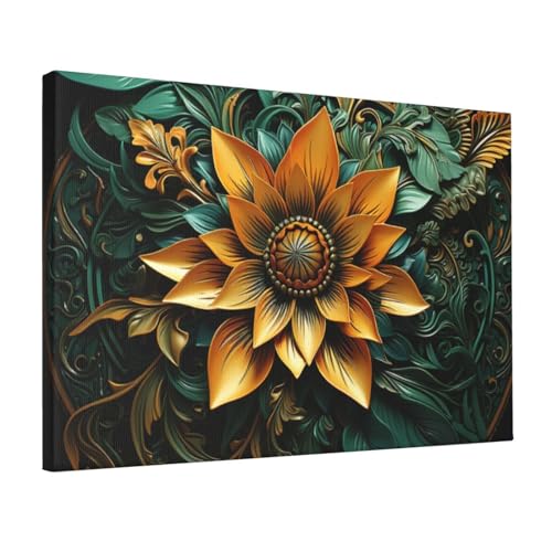Toile imprimée de fleurs sculptées haute définition pour décoration murale