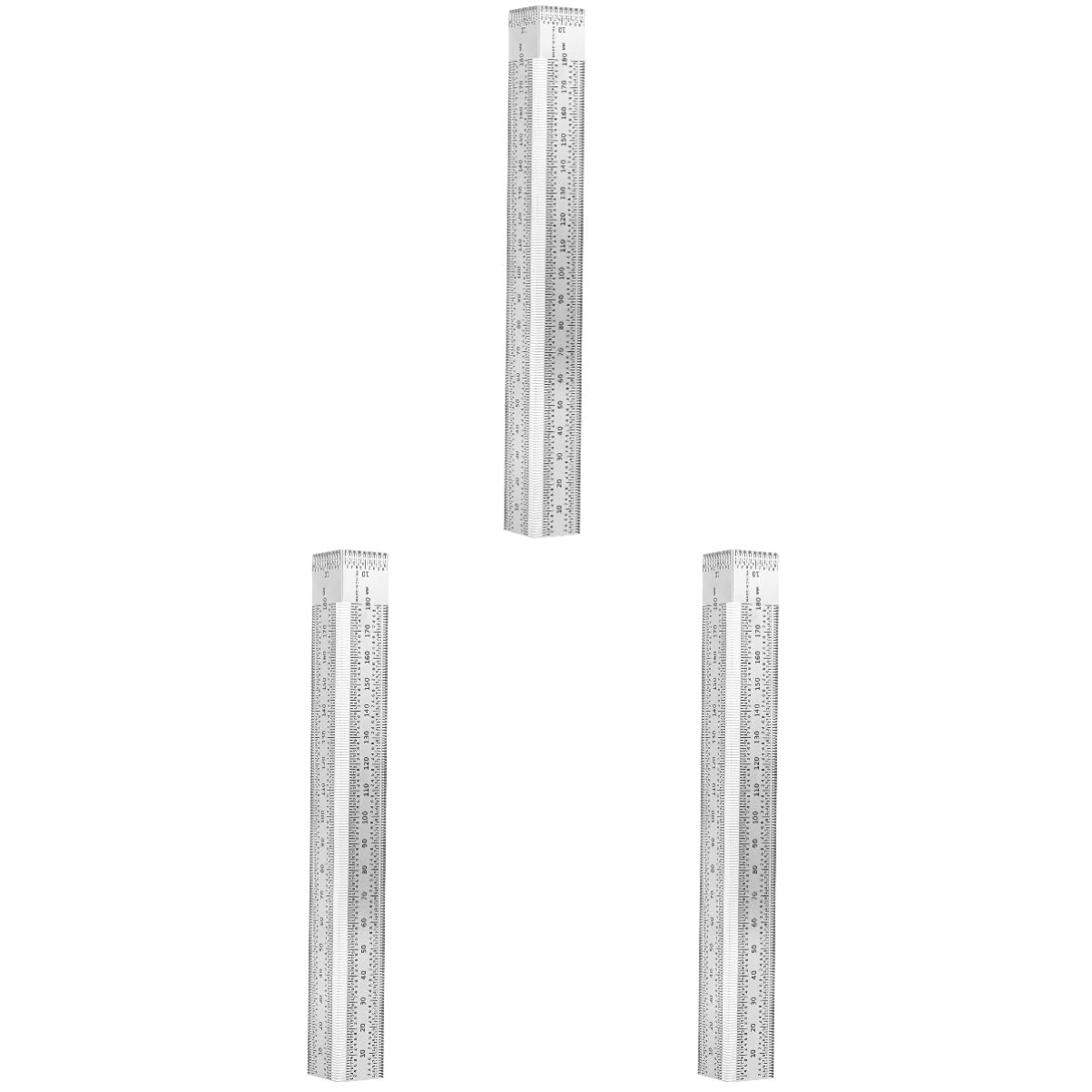 Tofficu 3 Piezas Regla calificación carpintería carpintero herramientas de medición para trabajar la madera profesional escala maquinista gobernante de Acero inoxidable Plata