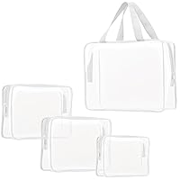 Vista 12 de Kit de 3 piezas de artículos de aseo de viaje de PVC transparente para mujeres y hombres, organizador de embalaje de vinilo impermeable, bolsas