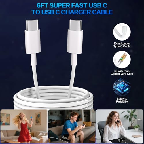 Cargador USB C de 20W que soluciona la carga lenta en iPhone 16 con cables de 6 pies 5