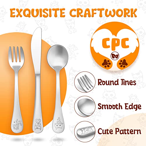 9-Piece Kids Silverware Flatware Set, Haware Stainless Steel Toddler Preschooler Eating Utensils, Metal Cutlery For Self Feeding, Mini Flatware Set For Home Kitchen School, Healthy And Dishwasher Safe #TOP2
