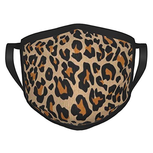 Leopard Repeating Orange Cheetah Adult Black Rim Mask Breathable Mesh Fabric, Washable and Reusable Balaclava Black