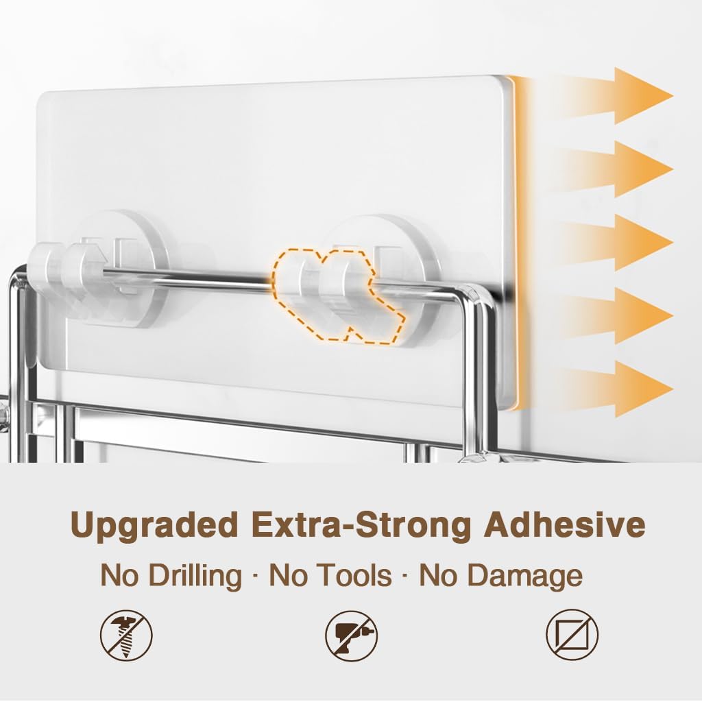 Josmimic Shower Caddy SUS304 Stainless Steel Shower Storage Rustproof Bathroom Shelf 2-Pack Silver