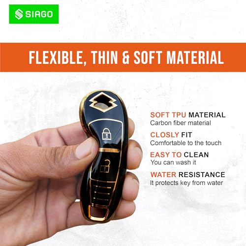 Image of SIAGO SIA351 TPU Key Cover and Metal Keychain Compatible for Maruti Suzuki Baleno | Ciaz | Swift | Ertiga | Ignis | Ritz | S-Cross | SX4 | Vitara Brezza 2 Button Smart Key Cover (Black Pack of 1)