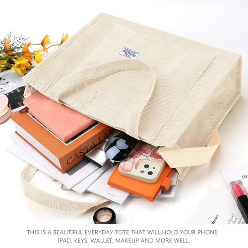 Image of Corduroy Tote Bag for Women Small Satchel Bag Mini Tote Bag Aesthetic Crossbody Handbag - School Work Travel Shopping