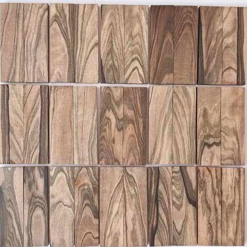 PREMIUM Chatoyant Marbled Grain Thai Ebony Wood Blanks - Pinkish-Orange Brown Tones - High-Stability (Non-CITES Diospyros discolor) Knife Scales