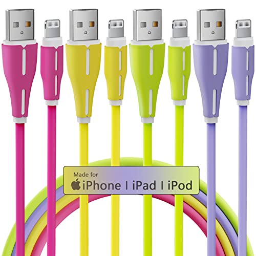 iPhone Charger Cable[Apple MFi Certified] 4Pack 1M/2M/3M/3M Lightning Cable Fast Charging iPhone Charger Cord Soft Compatible with iPhone 14 13 12 11 Pro Max XR XS X 8 7 Plus,Pad and More-Multi-Color