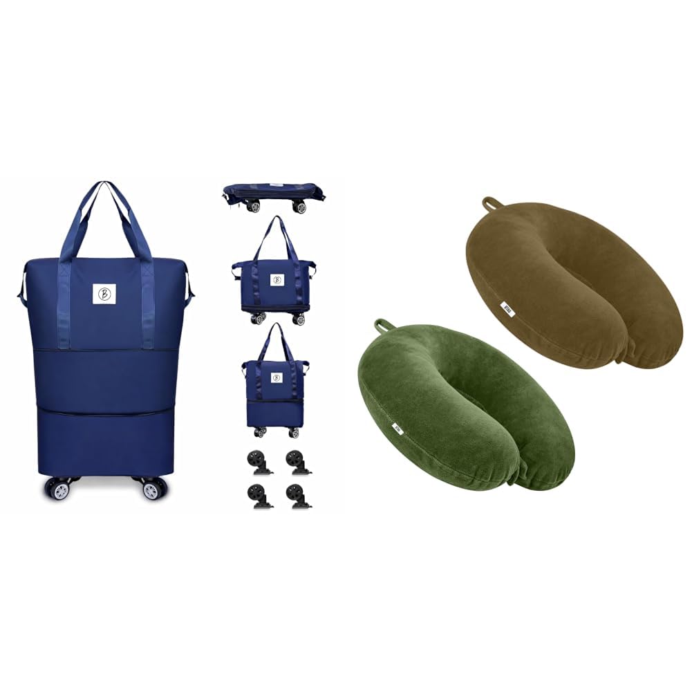 Travel Duffle Bag with Wheels | Convertible Handbag, Trolley & Shoulder Luggage for Clothes + Soft Neck Pillow for Travel, Sleep & Support - Soft & Comfortable - Ideal for Home, Office-image-24