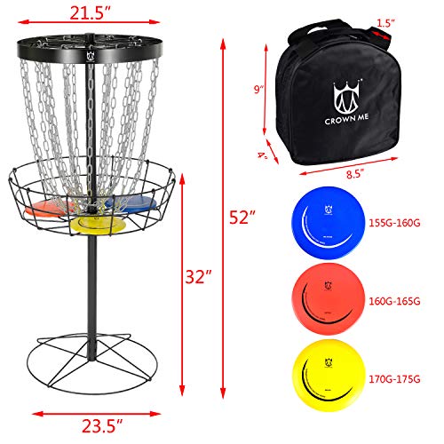 Disc Golf Basket With Disc Target Include 6 Discs, 1 Disc Carry Bag,24-Chain Portable Metal Golf Goals Baskets,Golf Basket #TOP4