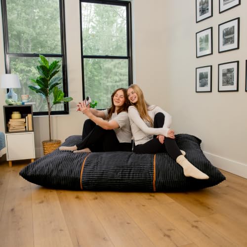 Image of Big Joe Turnabout 3-in-1 Convertible Bean Bag Chair, Black Licorice