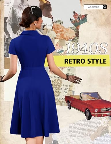 Image of Wedtrend Women's Vintage Tea Dress, Short Sleeve Cocktail Party Dress Work Church Casual Dress