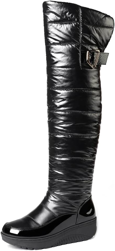Women's Winter Over The Knee Thigh High Snow Boots Waterproof Rain Warm Fur Lined Wide Calf Snow Boot