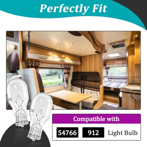 Image of 30 Pcs 54766 912 Bulb for Auto RV Marine Camper | Interior Light Bulbs Replacement, 12V, 21W, T15 Base, For License Plate Side Marker, Long Service Life