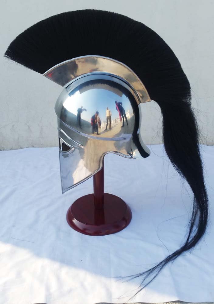 Sara International Tanishka Exports Shiv Shakti Enterprises Medieval Greek Corinthian Armour Helmet - Wearable Crusader RE-Enactment Costume, adult, N24-4012, Silver