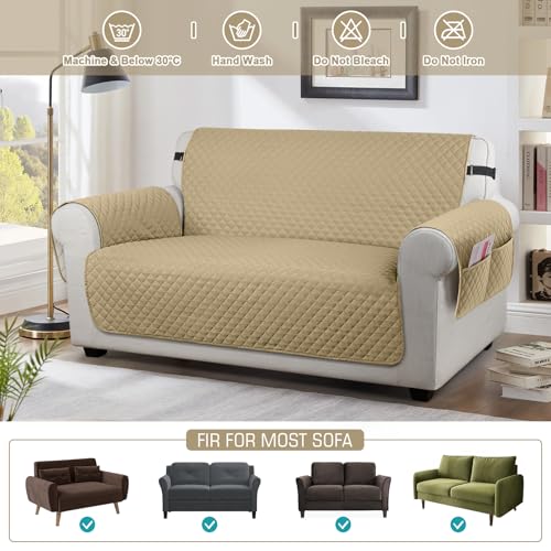 Image of TAOCOCO Sofa Covers 2 Seater,Settee Covers,Non Slip Sofa Covers,Sofa Slipcovers,Pet Couch Covers,Washable Sofa Protectors for Dogs(Sand)