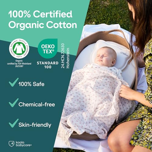 Koala Babycare 5 Pack 20"x10" Organic Burp Cloths for Baby Boys and Girls - GOTS & OEKO-TEX Cotton Burp Rags for Newborns - Absorbent Neutral Burping