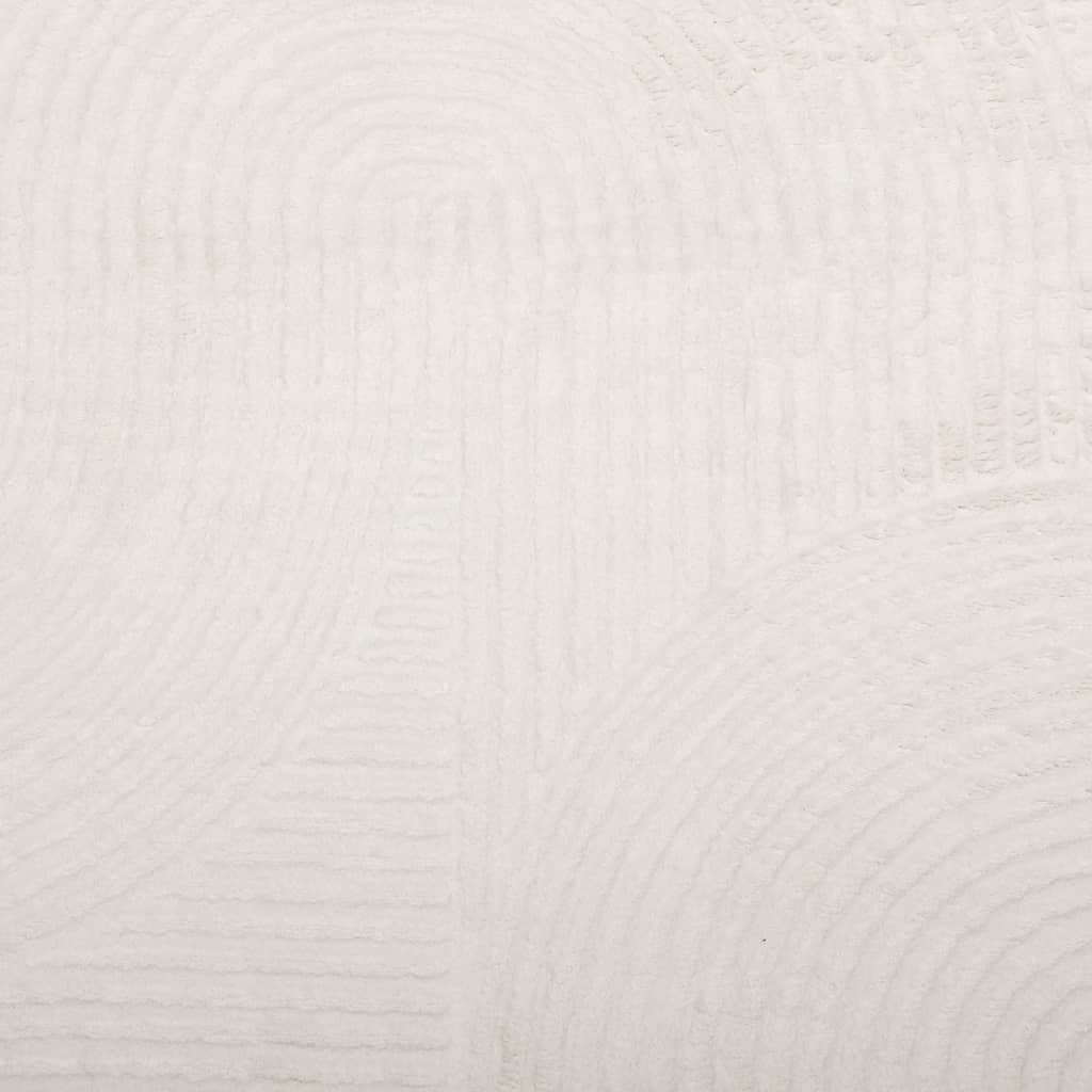 Tapis Rond 200 cm de Salon et Chambre, Tapis Scandinave Crème à Poils Courts Doux, Grand Tapis Géométrique Effet 3D en Polyester pour Décoration Intérieure Chaleureuse