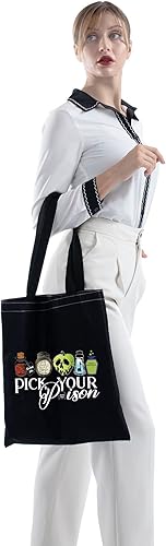 Vista 18 de ZJXHPO Halloween Evil Queen Regalo Villano Amante Regalo Veneno Maquillaje Bolsa Con Cremallera Lona Tote Bolso Hombro