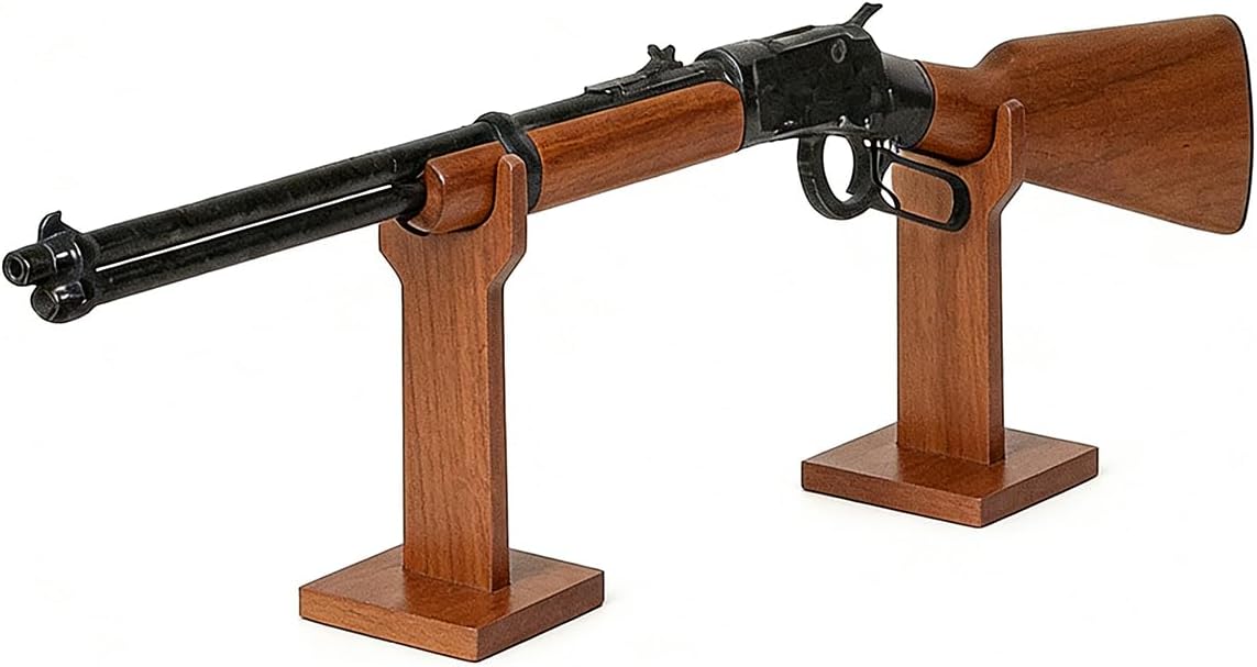 1Pack Rifle, Long Gun Display Stand,Beech Wood Gun Presentation Stands,Shotgun Holder,Hunting Gun Display Rack (Walnut 6&6in)