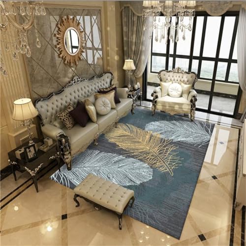Tapis de salon gris 100x200cm à motif de plumes doux pour la chambre des enfants - 2