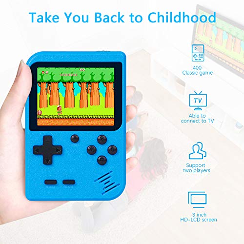 Retro Handheld Game Console With Protector Case, 400 Free Classical FC Games Support for Connecting TV & Two Players, Portable Video Game Gifts for Adults & Kids 8-12 90s Retro Toys