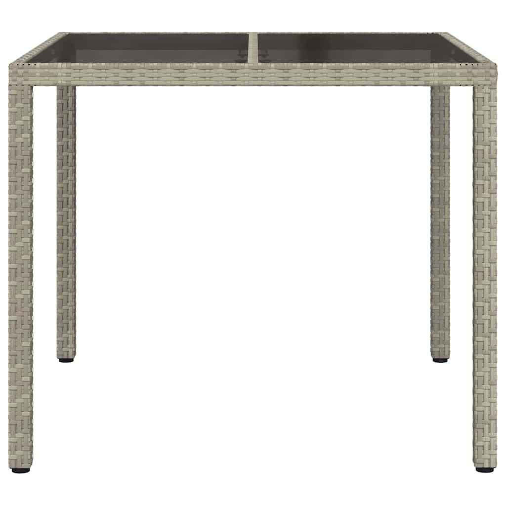 Tavolo da giardino grigio, 90 x 90 x 75 cm, in polyrattan, resistente alle intemperie e robusto, con telaio in acciaio verniciato a polvere, ideale come tavolo da terrazza, tavolo da balcone o