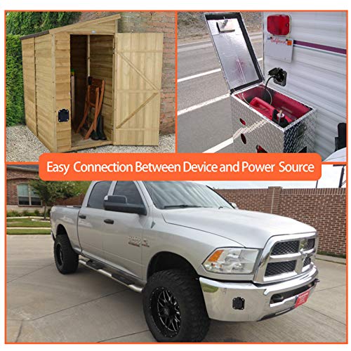 Welluck 15 Amp 125V Ac Power Inlet Port Plug With Integrated Dual 18" Extension Cord, Nema 5-15 Rv Flanged Inlet With Waterproof & Back Cover Y Splitter Cable, 2 Pole 3-Wire Shore Power Plug For Boat #TOP2