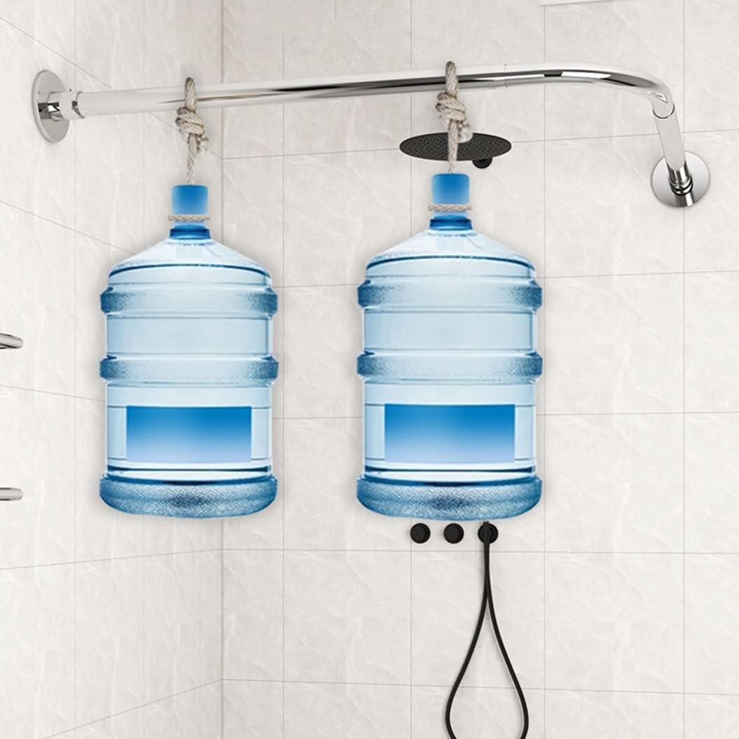 Shower Curtain Rod, L-shaped Shower Curtain Rod，Shower Curtain Rod Curved Shower Curtain Rail Rod for Bathroom, L Shape Corner Shower Curtain Rod with 24 Rings, Extendable, Adjustable length, No Drill