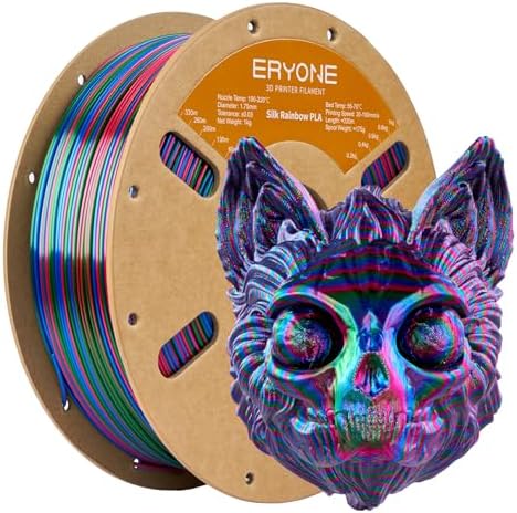 ERYONE PLA Filament 1.75mm, Tricolor Silk Rainbow Filament 1KG | Ultra Shiny，Fast Color Gradient，Einfach zu Bedienen, für Meisten FDM 3D Drucker