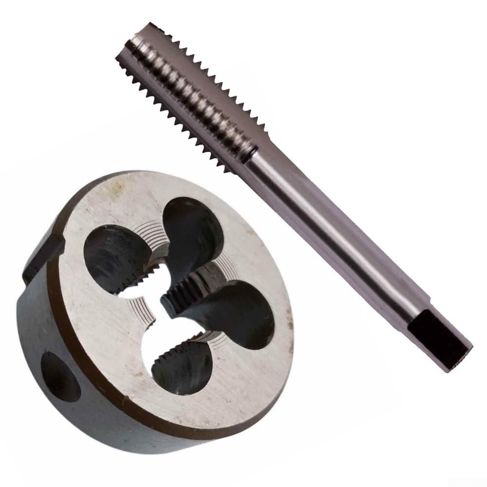 Juego de machos y terrajas, juego de machos y terrajas for roscar redondos, juego de machos y terrajas de mano derecha de acero de alta velocidad M13 x 1,25 mm, kit de herramientas for hacer roscas mé