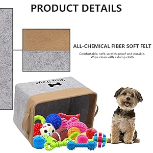 Geyecete Dog Toys Storage Bins-Pet Toy and Accessory Storage Bin, Organizer Storage Basket for Pet Toys,Blankets and Food-Light Gray/Khaki Geyecete Dog Toys Storage Bins-Pet Toy and Accessory Storage Bin, Organizer Storage Basket for Pet Toys,Blankets and Food-Light Gray/Khaki