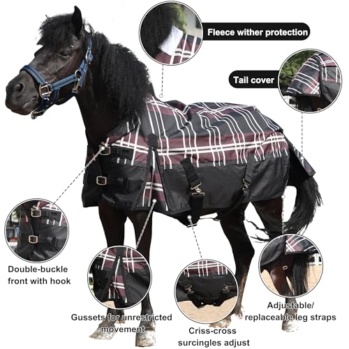 Leberna alfombra impermeable de poliéster Ripstop 600D en miniatura para poni de 0g 3