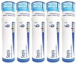 Boiron Homeopathic Medicine Sepia, 6C Pellets, 80-Count Tubes (Pack of 5)
