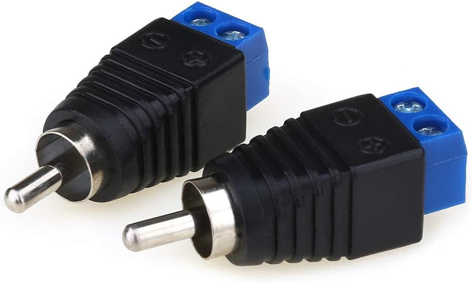 JEEUE RCA Male Plug Connectors Solderless Adapter, RCA Plug for AV Screw Terminal Audio/Video Speaker CCTV Applications RCA Cable Blue - 2PCS