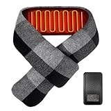 Heated Scarf for Women & Men, Electric Heating Scarf with 4000 mAh Power Bank, Heating Pad for Neck Pain, USB Rechargeable Heating Pad Neck for Cold Weather, Gark Gray