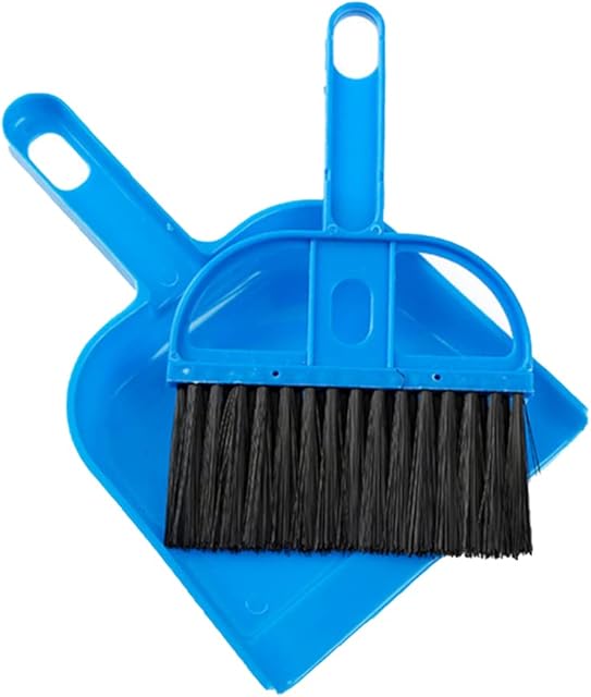 Mini Dustpan Brush Set Portable Plastic Brush Set (blue) used for Cage Cleaning of any Small Animals, Guinea pigs, Rabbits, Hamsters, Reptiles & Hedgehogs