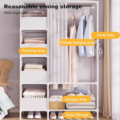 Armario plegable de gran capacidad con tela resistente y ganchos extras 7
