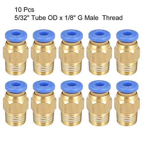 sourcing map 10 Stück Gerade Pneumatische Drücken Verbindung Anschlüsse G 1/8 Stecker x 4 mm Rohraußendurchm.