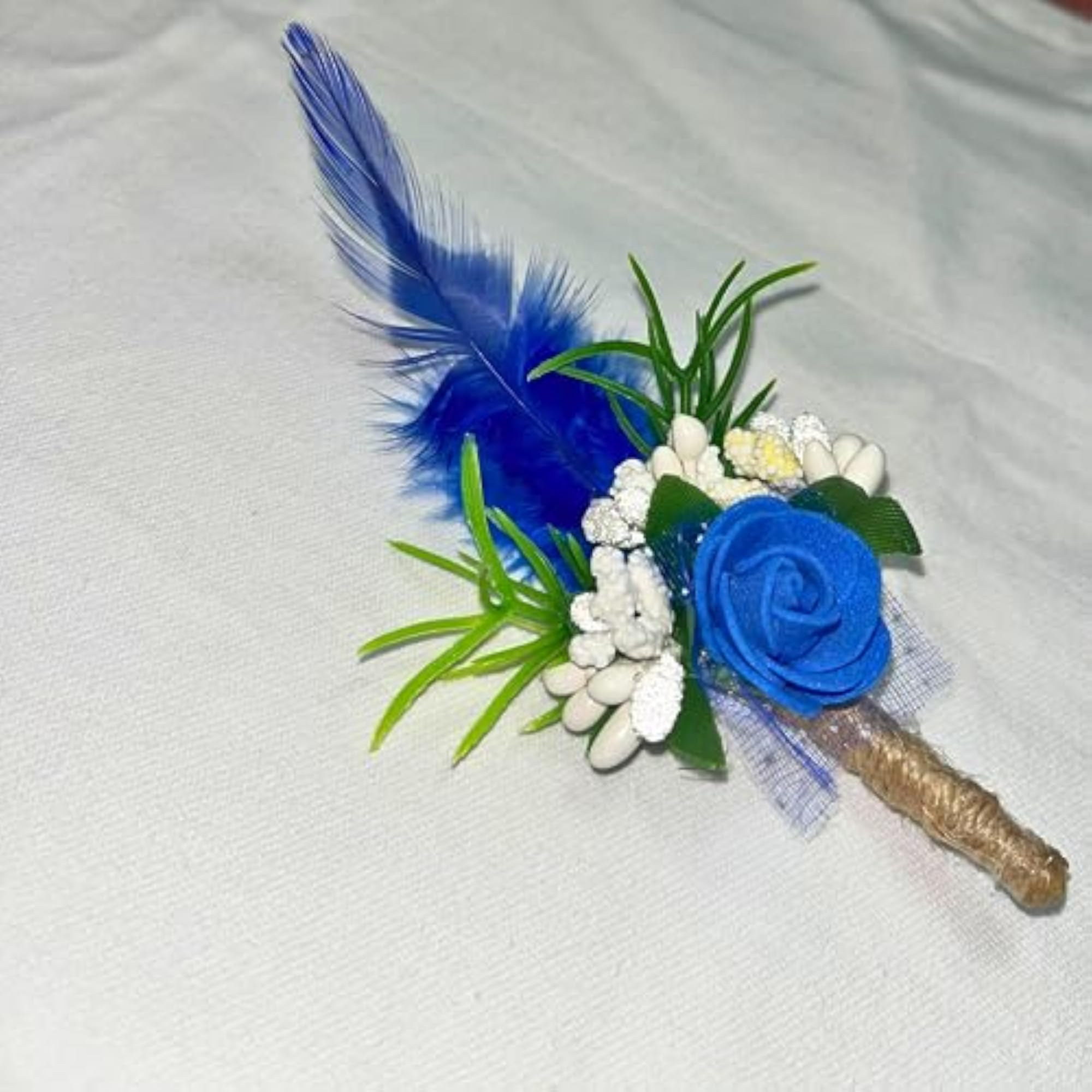 Unique Real Feather Flower Brooch for Unisex