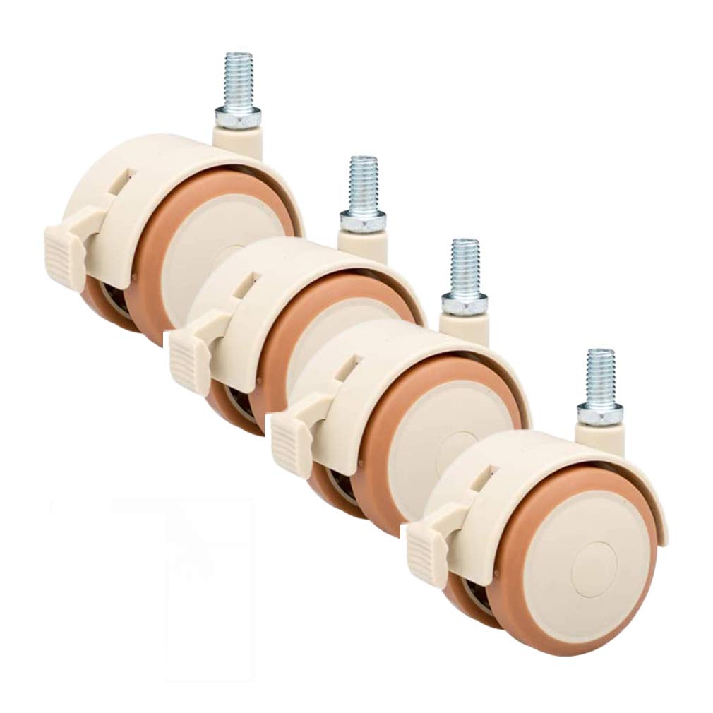 Roulettes meuble pivotantes M8 : lot de 4 doubles roues avec freins pour berceau et armoire