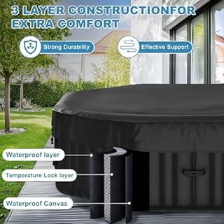 NAIZEA Inflatable Hot Tub - Outdoor Hot Tubs 4 to 6 Person, Portable Blow Up Spa Square Portable Hot Tub, 130 Soothing Bubble Air Jets, Cover, 2 Filter, 240 Gallon,77x77x25 in